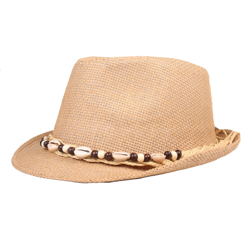 หมวกแก๊ปผู้ชาย Shell Beach Sun Straw Trilby Hat