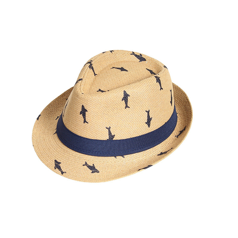 โลโก้ที่กำหนดเอง Kids Straw Fedora Hat