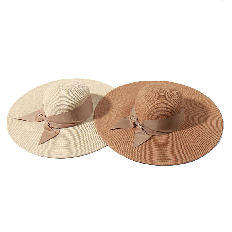 Lady Elagent Straw Floppy Hat กับ Bowknot