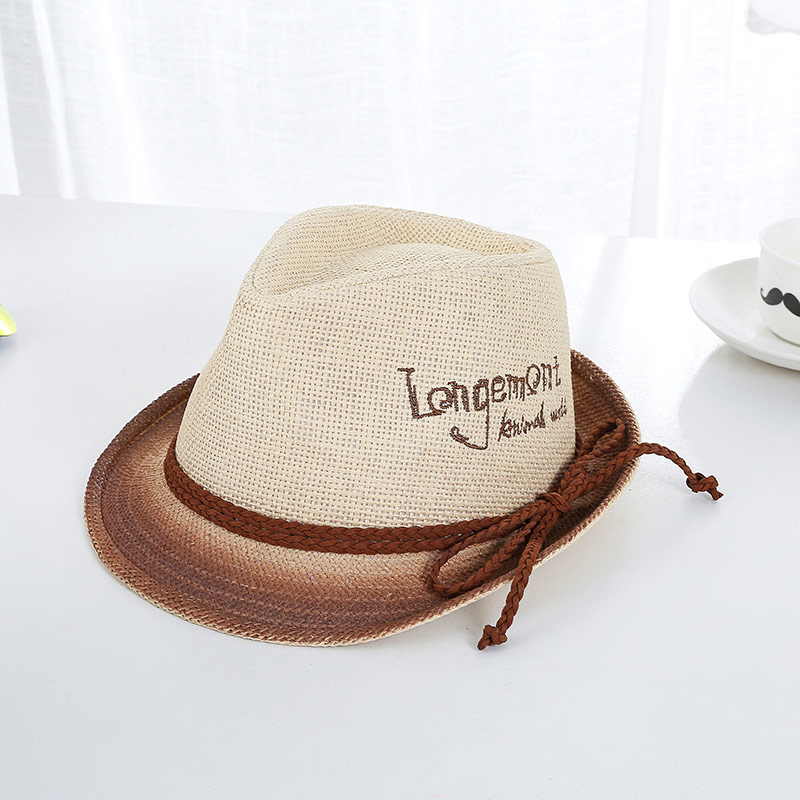 โลโก้เย็บปักถักร้อยล่าสุด Trilby Straw Hat