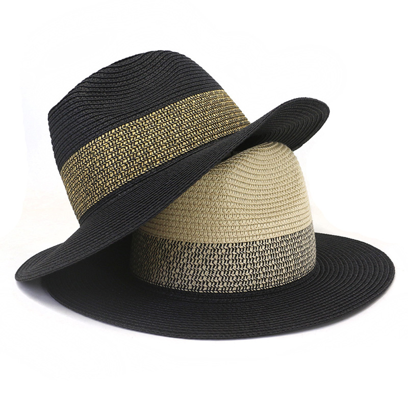 หมวก Fedora ปานามาทรงฟางกระดาษสีดำบุรุษ