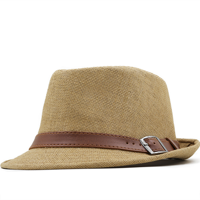 เข็มขัดหนัง Pu แบบธรรมดา Trilby Fedora Straw Hats